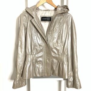 Marengo 100% Cuir Leather Pearl Metallic Jacket Size Medium